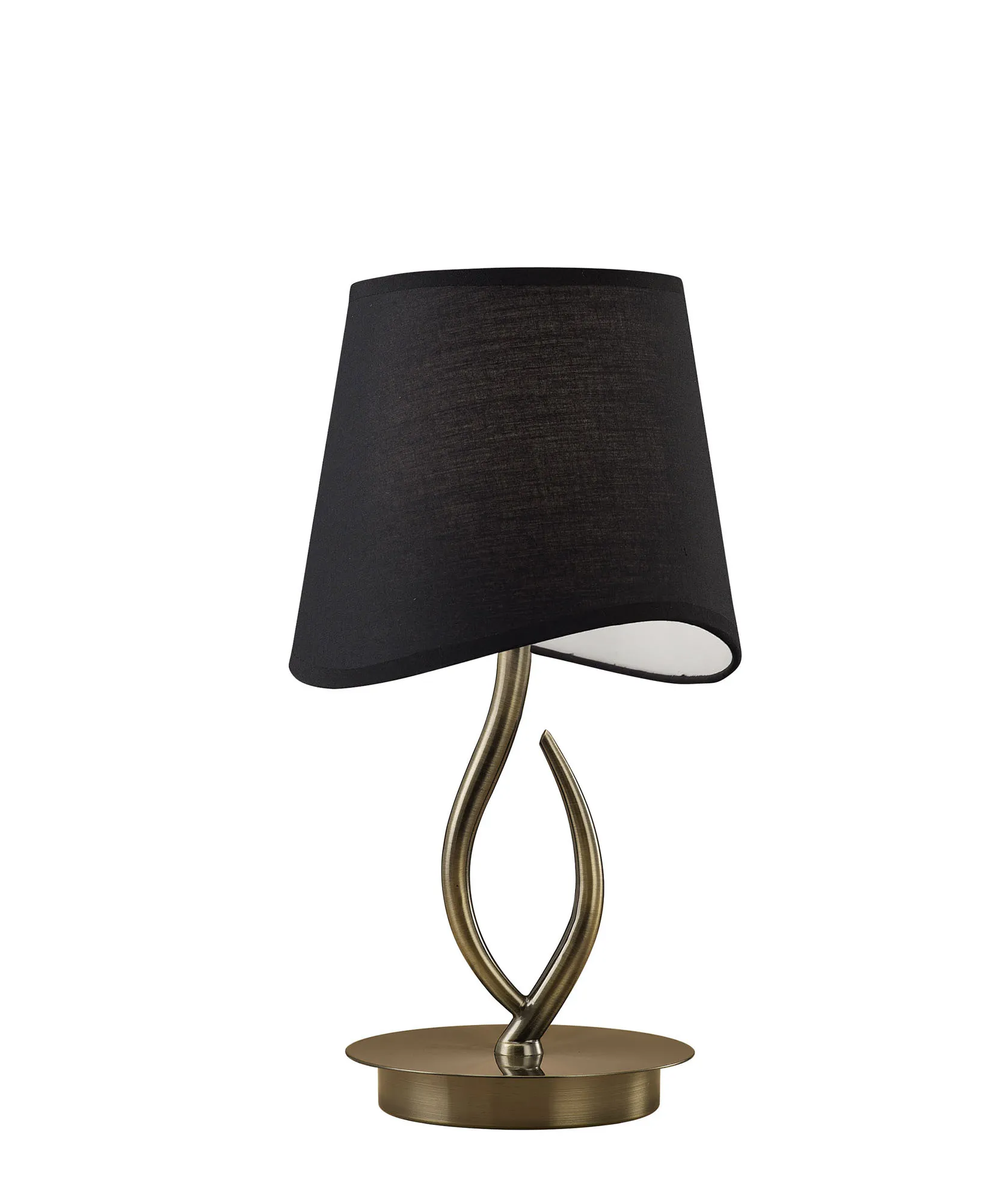 M1925/BS  ## Ninette Table Lamp 1 Light E14 Small, Antique Brass With Black Shade